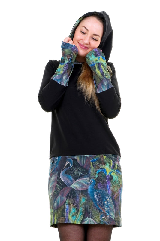 Hoodiekeid Winterzauber schwarz mystic Pfau