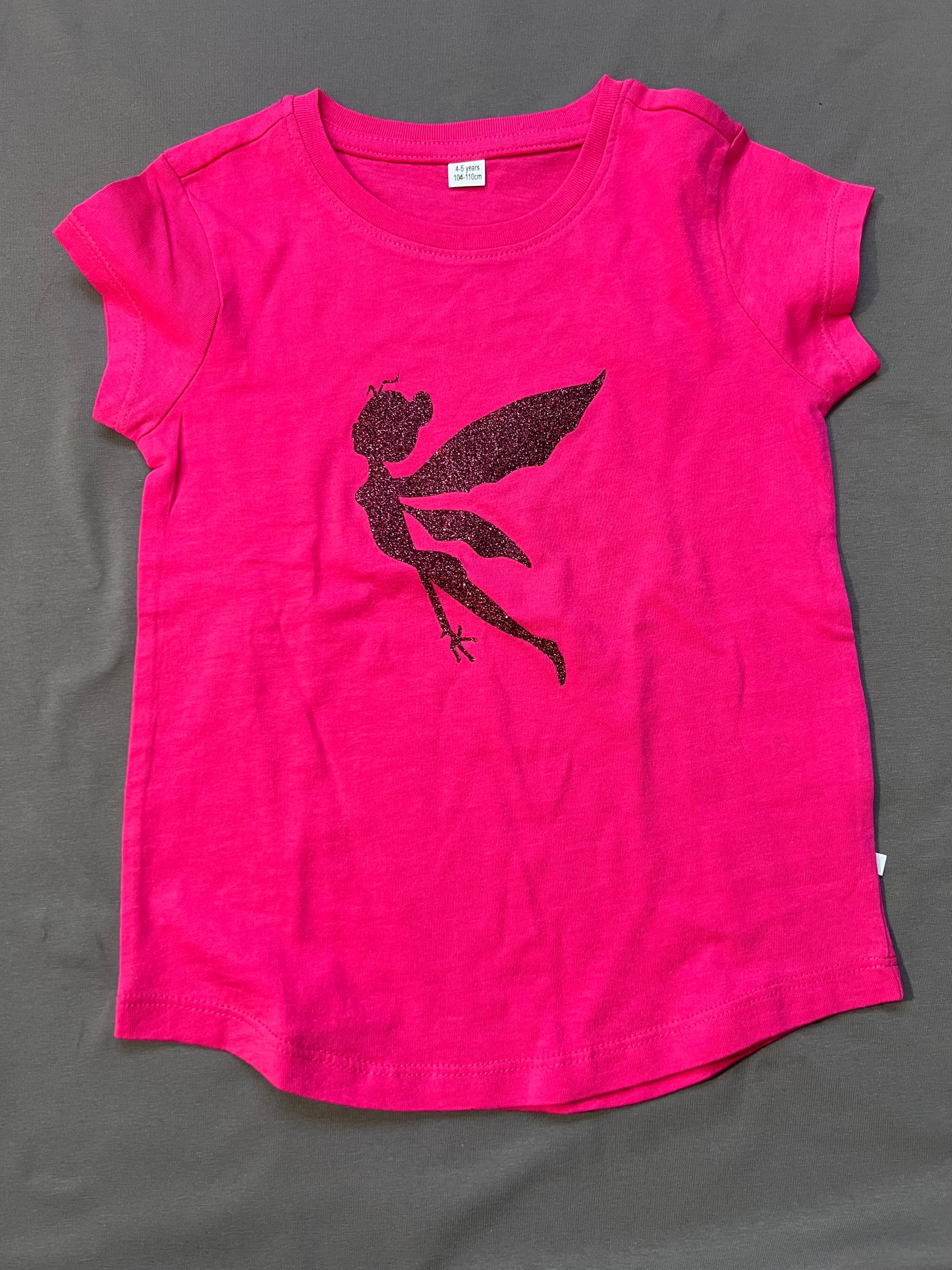 Kinder Shirt 4-5 Jahre pink mit einer Glitzerelfe