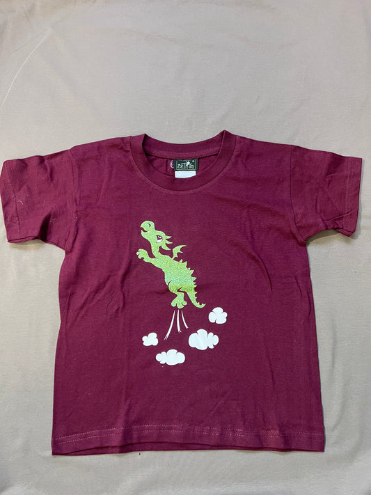 Kinder Shirt 5-6 Jahre bordeaux Drachen