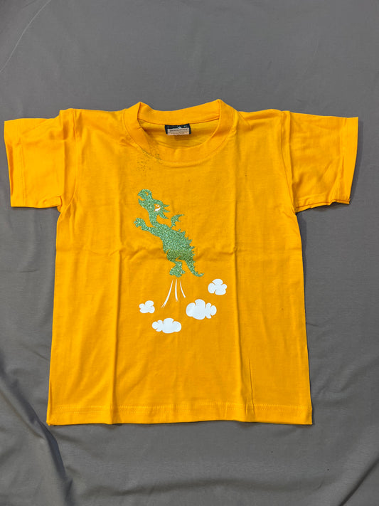 Kinder shirt 5-6 Jahre gelb mit grünem Drachen