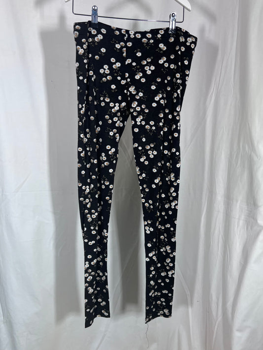 2. Hand Größe L Leggins schwarz mit weißen Blümchen