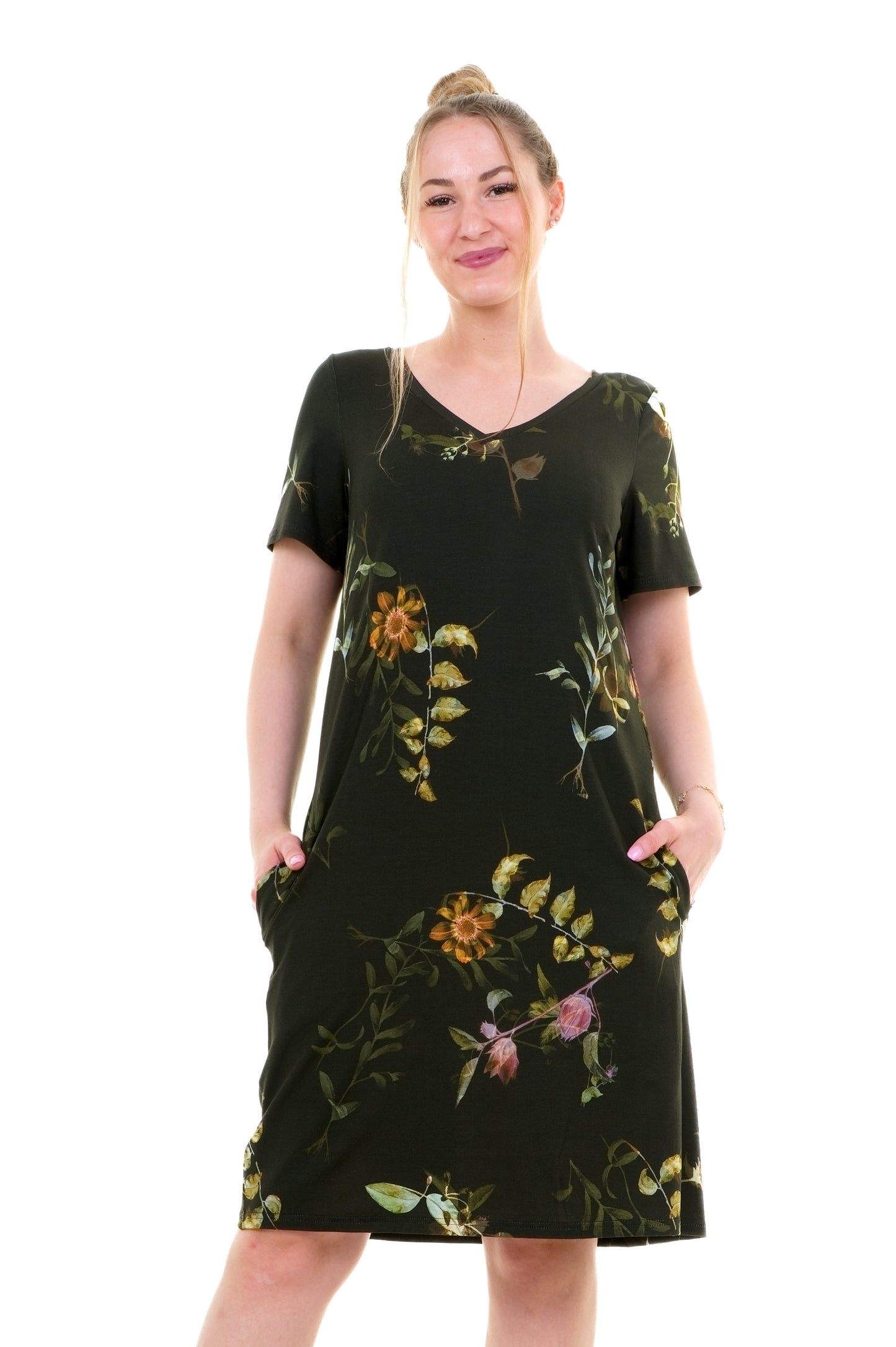 Jersey Dress Relaxed Hollyhocks 