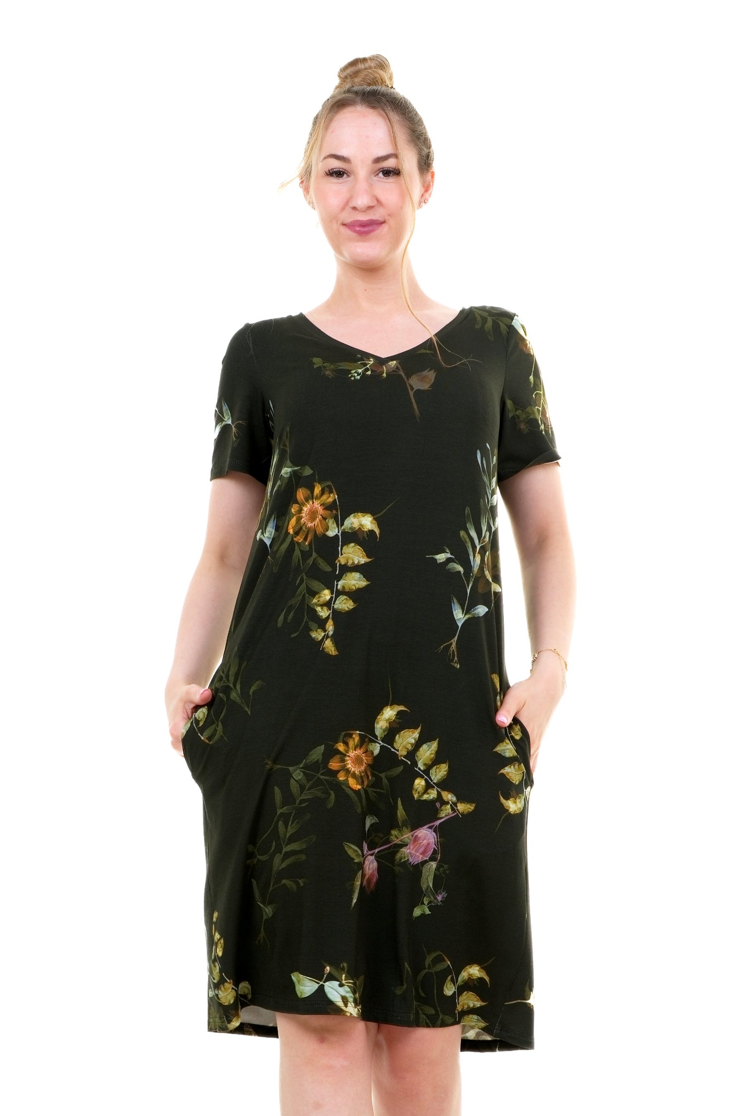 Jersey Dress Relaxed Hollyhocks 