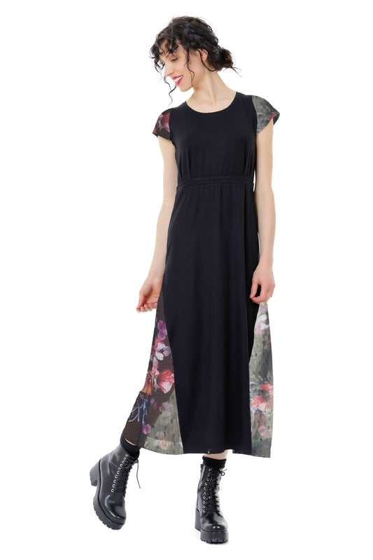 Magic Maxi Kleid schwarz blütenhauch